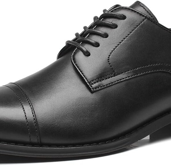 Men Leather Updated Classic Toe Oxfords Lace Dress Shoes