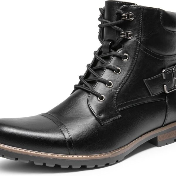 Men Motorcycle Combat Boots Zipper Biker Boot