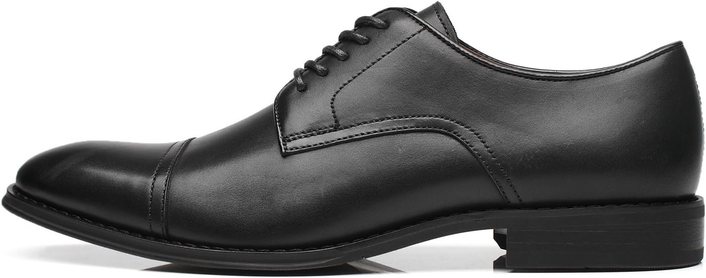 Men Leather Updated Classic Toe Oxfords Lace Dress Shoes Image 2