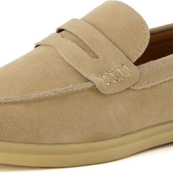 Men's Genuine Leather Slip On Casual Penny Loafers – Memory Foam, Rubber Sole