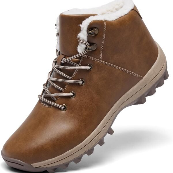 Mens Winter Warm Snow Boots Fur Lined Water Resistant Non Slip Insulated Waterprof Winter Hiking Wrok Shoes